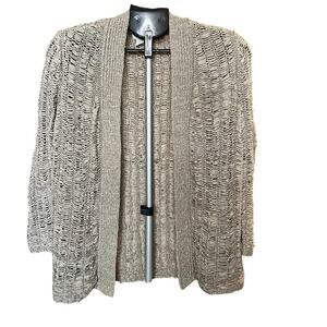 Chico's Open Knit Cardigan, Size 0 / Small, Basketweave, Beige, 3/4 Sleeve, Work